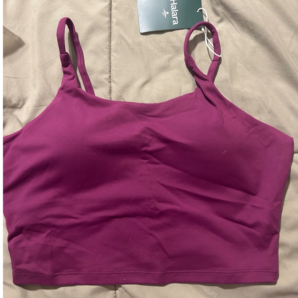 Halara Women Medium Purple Cropped Cami Tank Top Built-In Shelf Bra Activewear